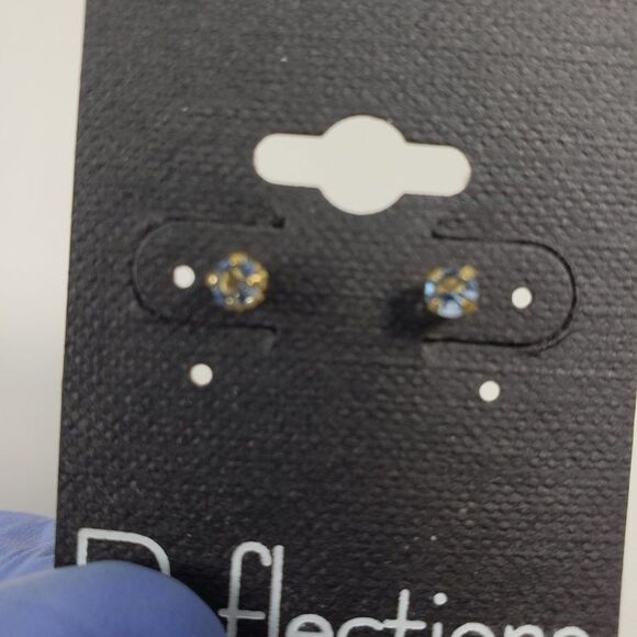 Swarovski Crystal Element - Gold Overlay Light Blue Stone "Tiny" Stud Earrings - Picture 12 of 12